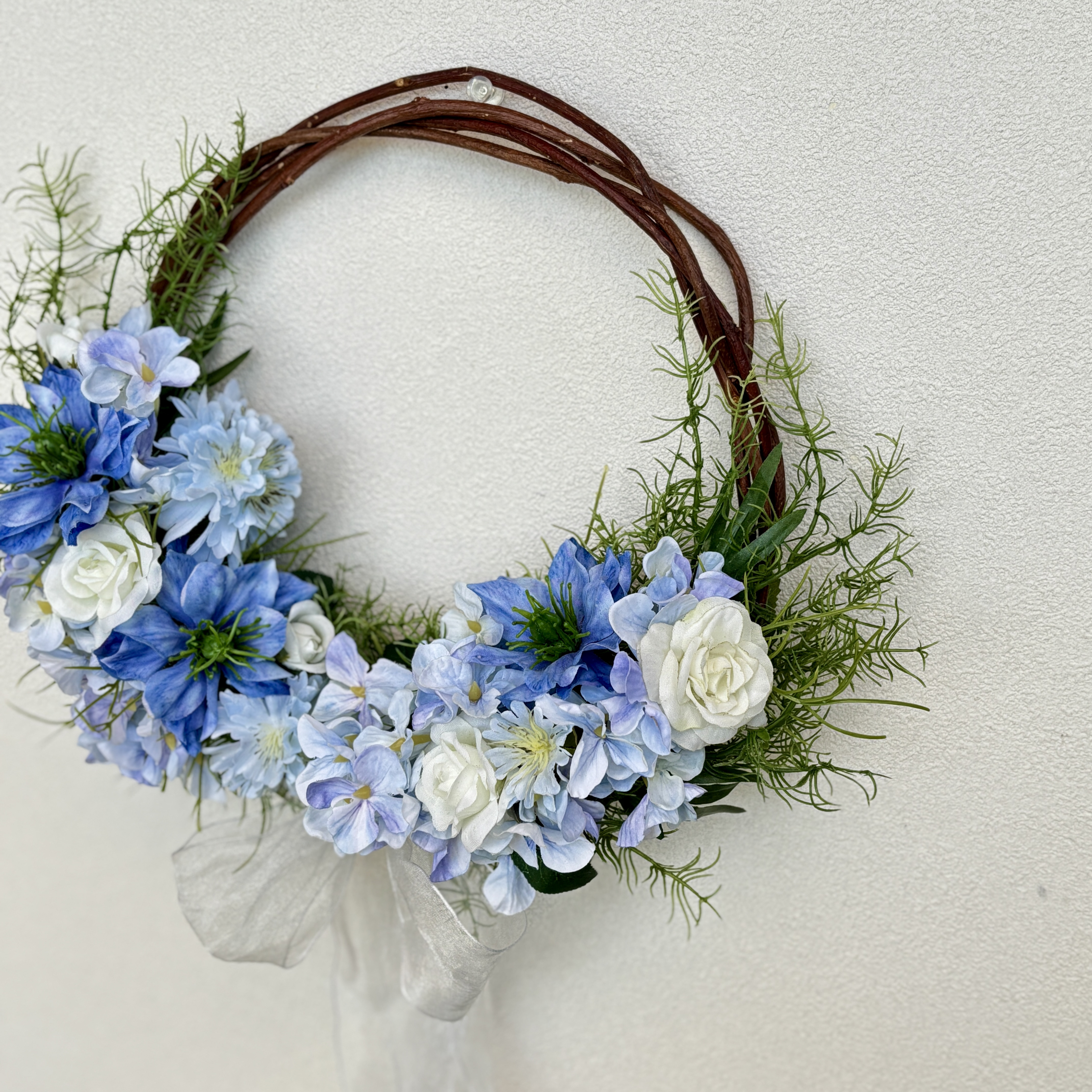 晴れやかな空色♡ブルーリースアレンジ〜アーティフィシャルフラワー〜