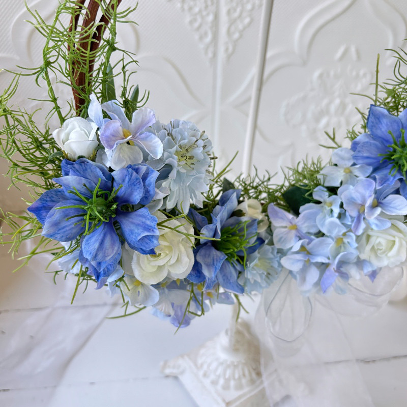 晴れやかな空色♡ブルーリースアレンジ〜アーティフィシャルフラワー〜