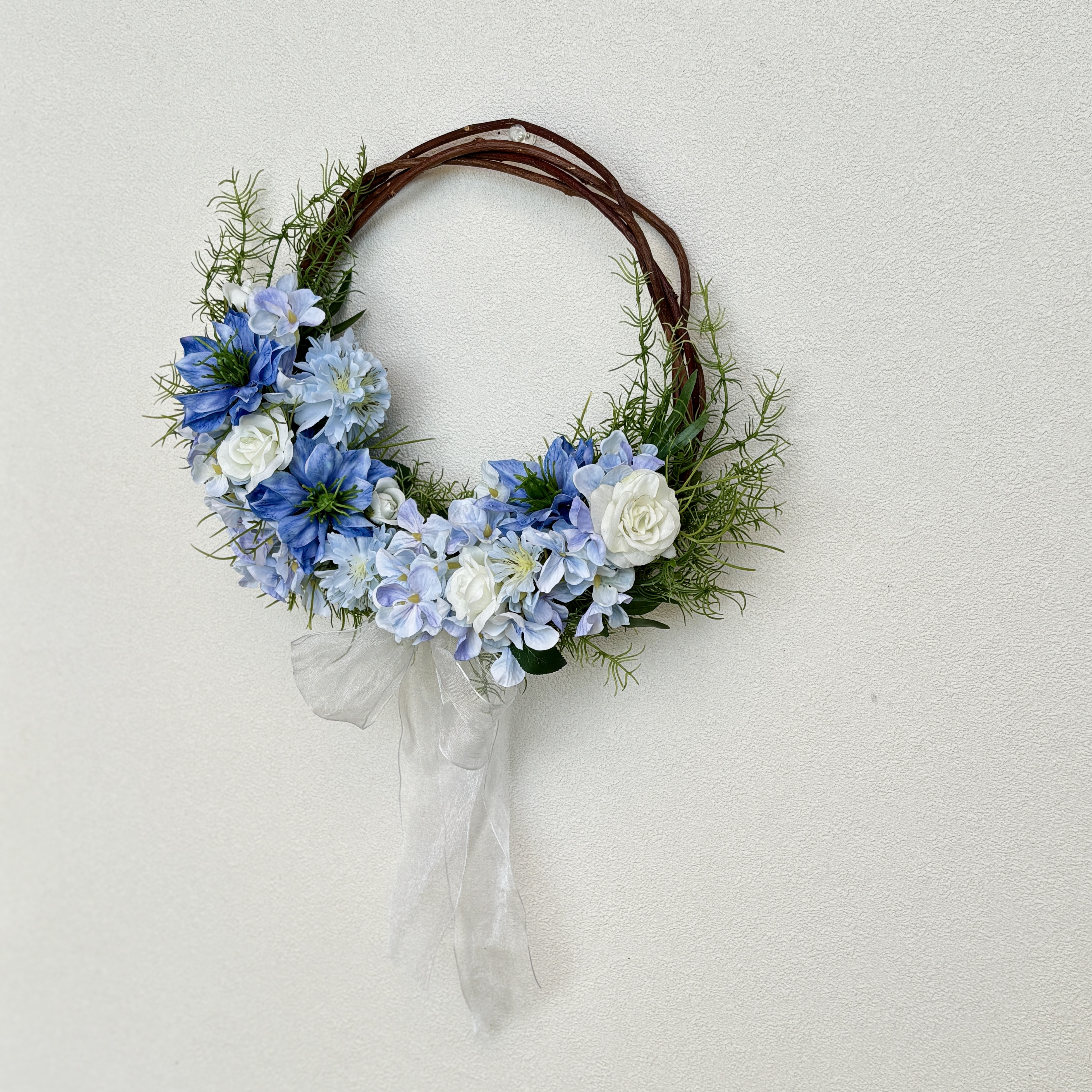 晴れやかな空色♡ブルーリースアレンジ〜アーティフィシャルフラワー〜