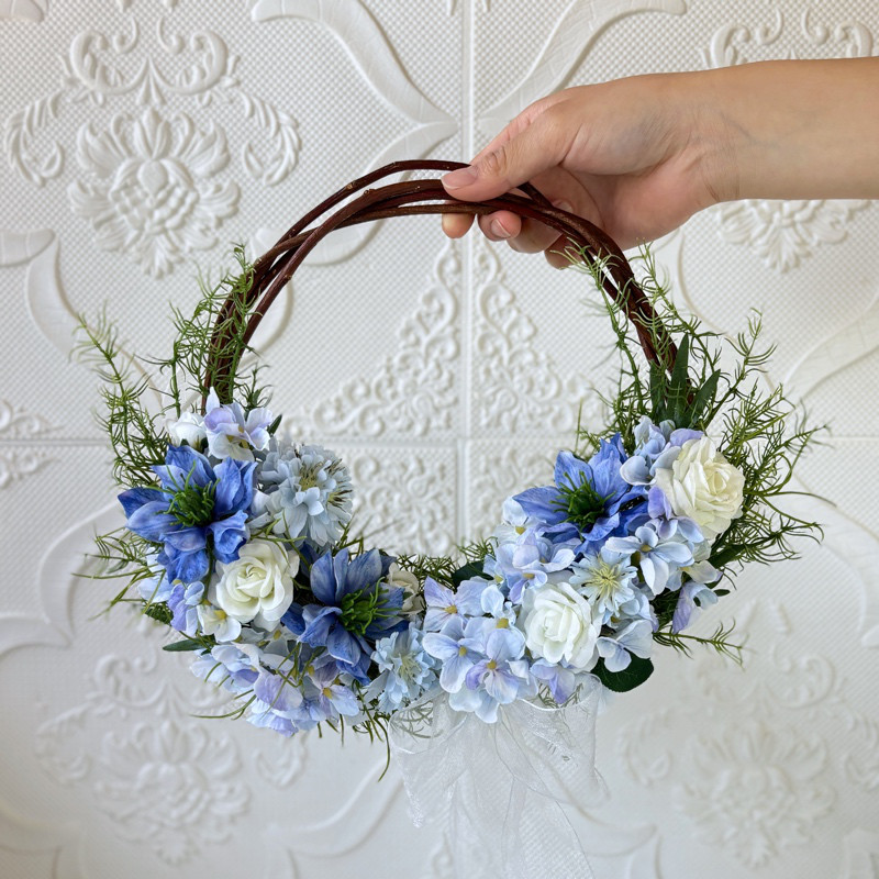 晴れやかな空色♡ブルーリースアレンジ〜アーティフィシャルフラワー〜