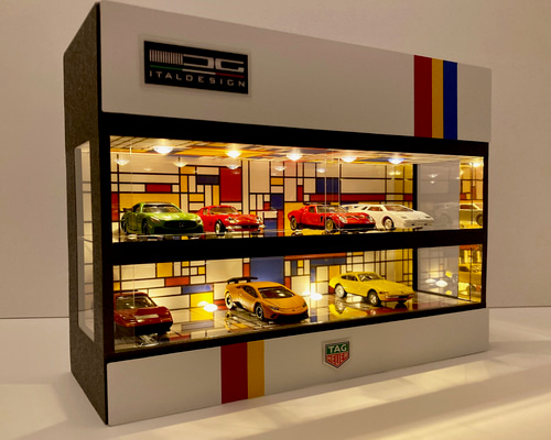 1/64展示14台可・Bauhaus風・ディスプレーBOX・LED照明10灯