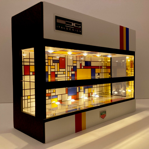1/64展示14台可・Bauhaus風・ディスプレーBOX・LED照明10灯