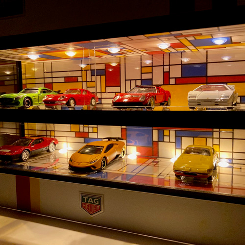 1/64展示14台可・Bauhaus風・ディスプレーBOX・LED照明10灯