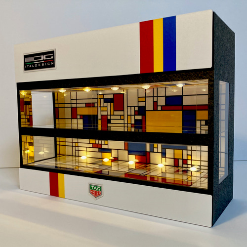 1/64展示14台可・Bauhaus風・ディスプレーBOX・LED照明10灯