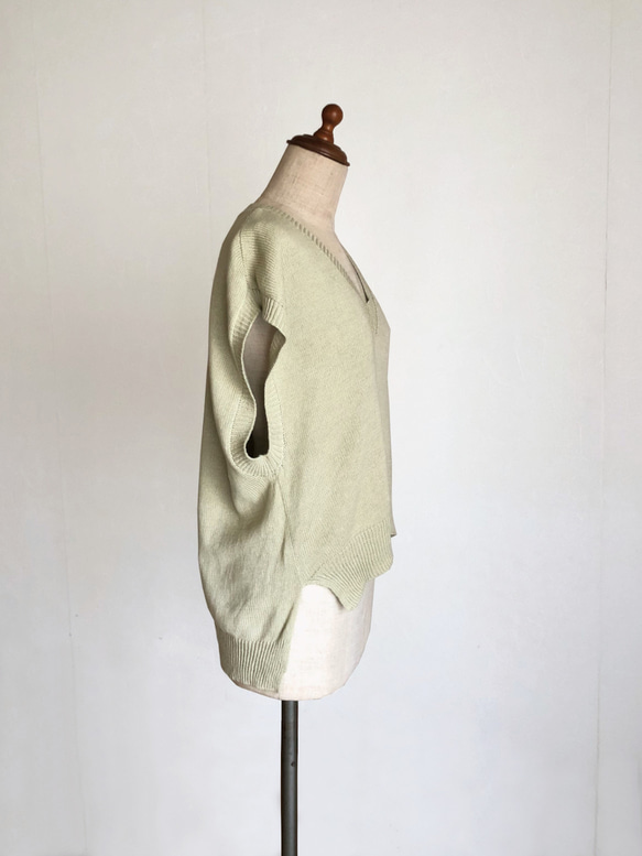 アイボリーのベスト　綿100％　春夏用 5枚目の画像