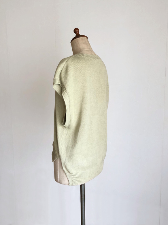 アイボリーのベスト　綿100％　春夏用 7枚目の画像