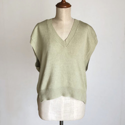 アイボリーのベスト　綿100％　春夏用 1枚目の画像