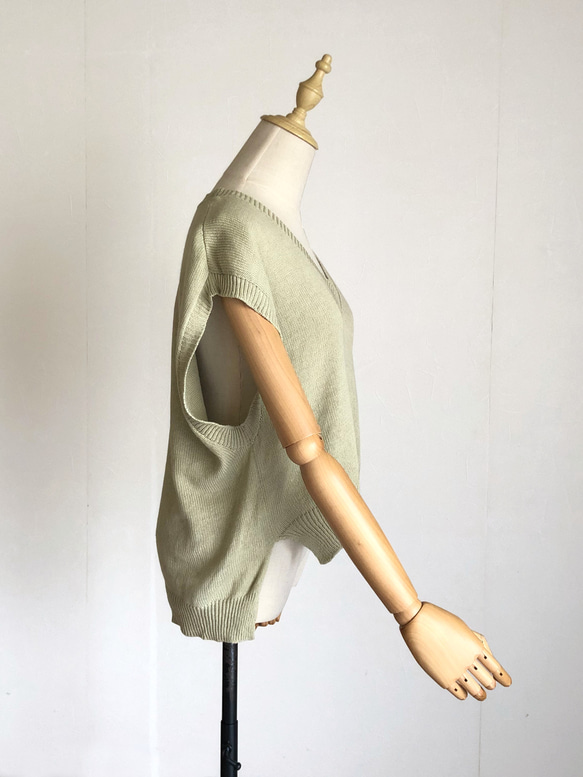 アイボリーのベスト　綿100％　春夏用 4枚目の画像