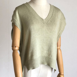 アイボリーのベスト　綿100％　春夏用 2枚目の画像