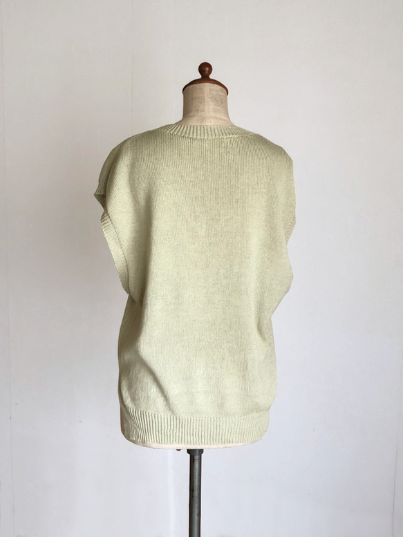 アイボリーのベスト　綿100％　春夏用 6枚目の画像