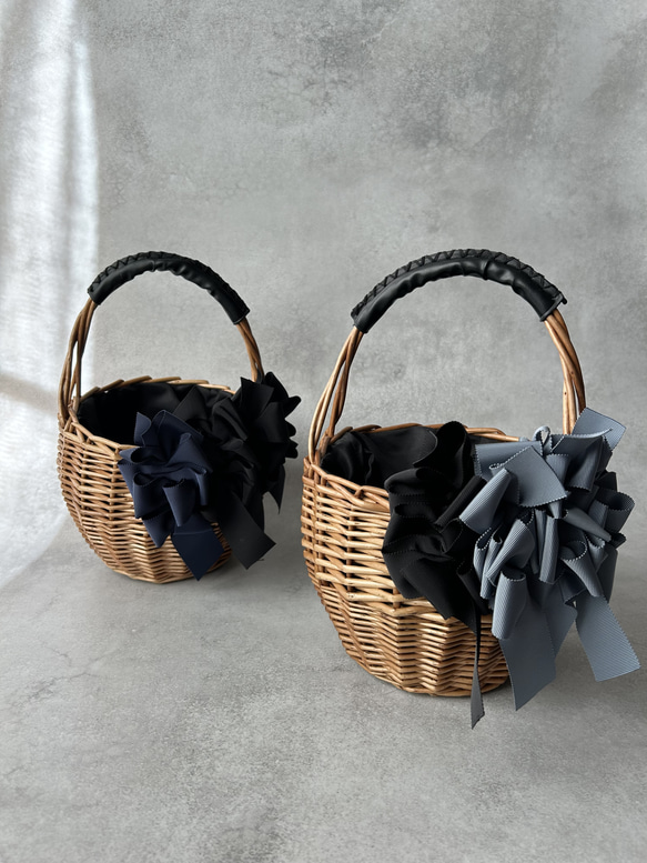 カゴバッグ〈symphony〉セミオーダーリボン4個 かごバッグ etlueur