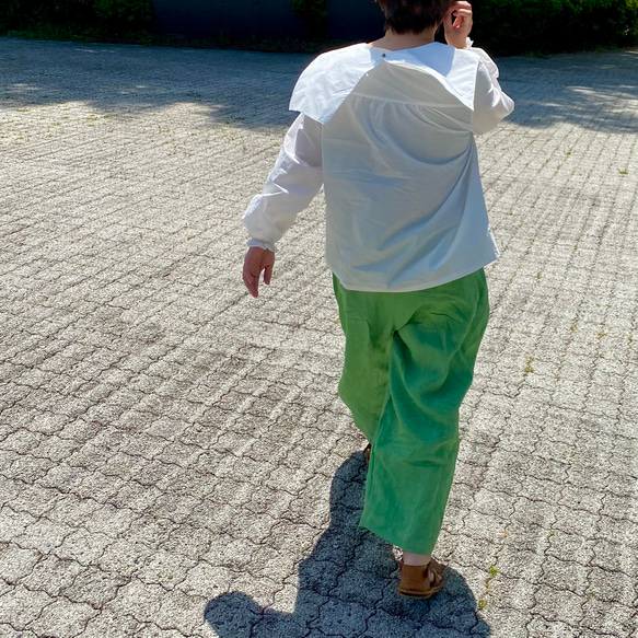 コットンブラウス　つけ襟　白　セーラーカラー　Aライン　軽い【受注製作】【送料無料】 5枚目の画像