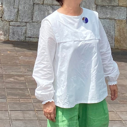 コットンブラウス　つけ襟　白　セーラーカラー　Aライン　軽い【受注製作】【送料無料】 4枚目の画像