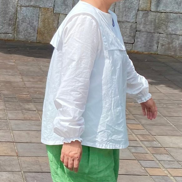 コットンブラウス　つけ襟　白　セーラーカラー　Aライン　軽い【受注製作】【送料無料】 3枚目の画像