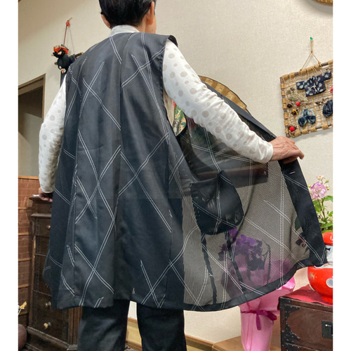 絽の着物からの前開きベスト 着物リメイク ベスト 着物リメイク