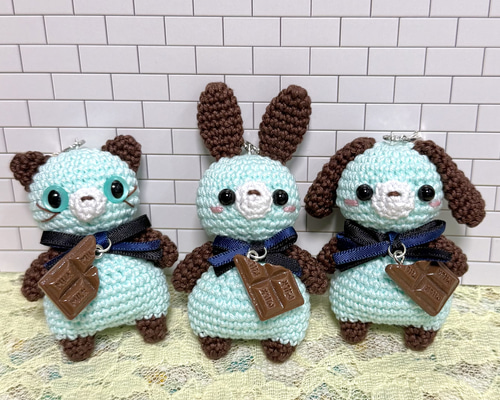 ぽちゃシリーズ⭐︎ チョコミントカラー♡ あみぐるみ mon-mon 通販