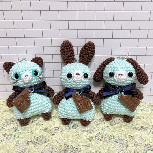 ぽちゃシリーズ⭐︎ チョコミントカラー♡ あみぐるみ mon-mon 通販