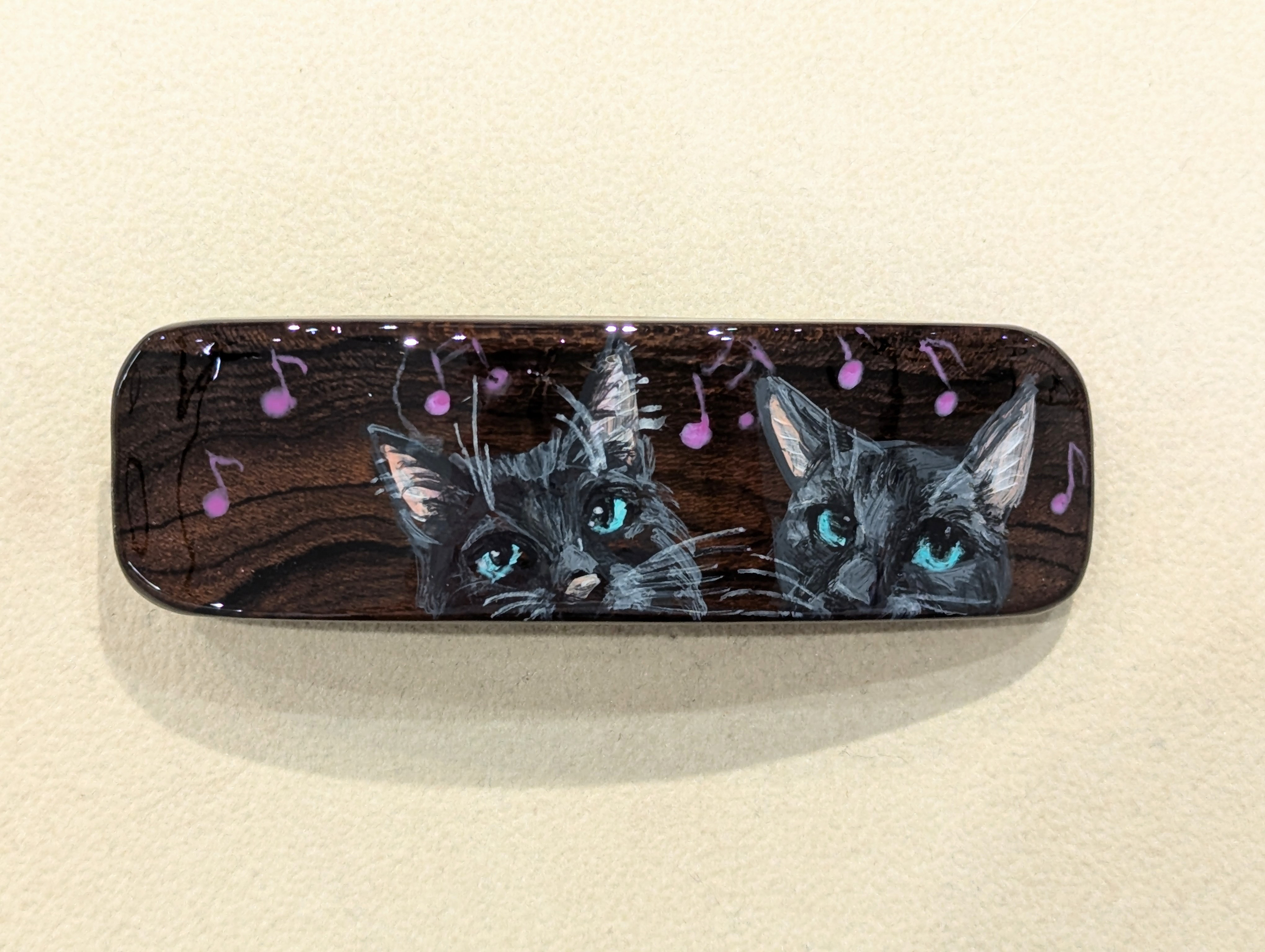 木製　バレッタ　（　猫　）