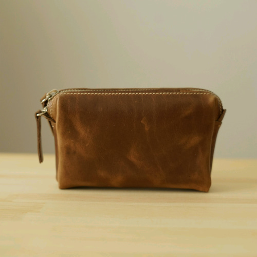 クロムエクセルレザー ダブルジップポーチ｜ホーウィン×YKKエクセラ