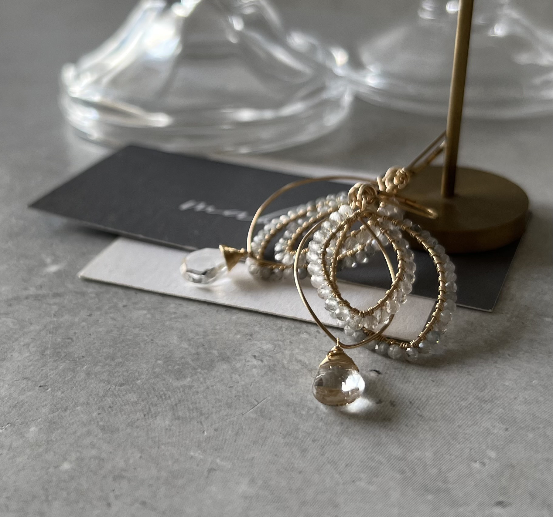 マーキス 着せ替えチャーム/ピアス/イヤリング【ホワイトトパーズ＆ジルコン】14kgf クリア 11月12月誕生石