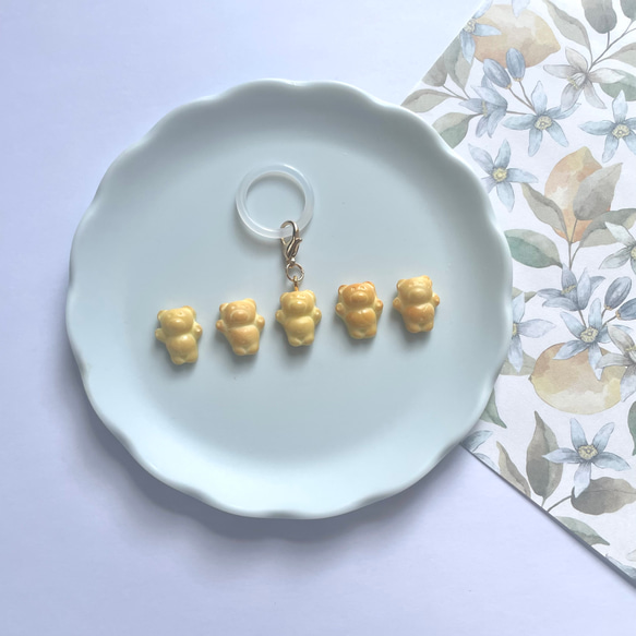 【名入れ】アンブレラマーカー（くまクッキー）ネームタグ イニシャルチャーム 傘マーカー ペットボトルマーカー 5枚目の画像