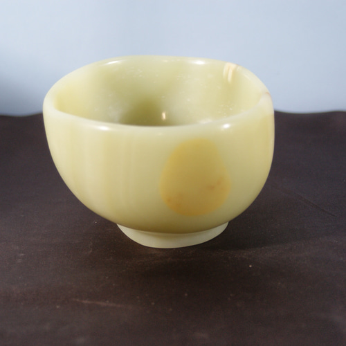 抹茶茶碗 『朧月』石の器 天然石 オニックスの器 手作業により彫り出