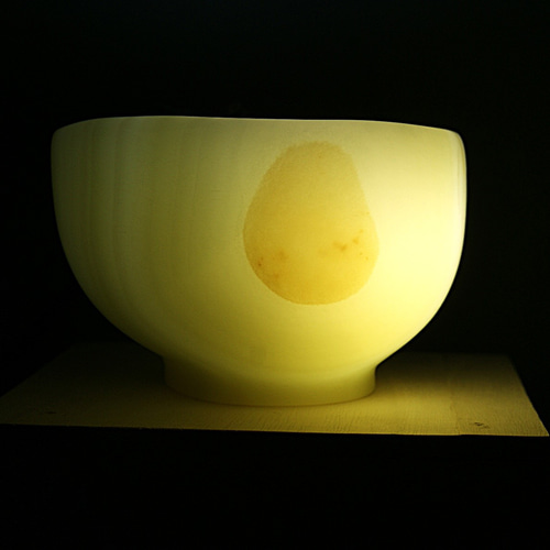 抹茶茶碗 『朧月』石の器 天然石 オニックスの器 手作業により彫り出