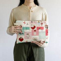完成品　ラスト！KurahashiRei　L字ファスナーポーチ＜Love for you!＞　布バッグ　大人かわい 1枚目の画像