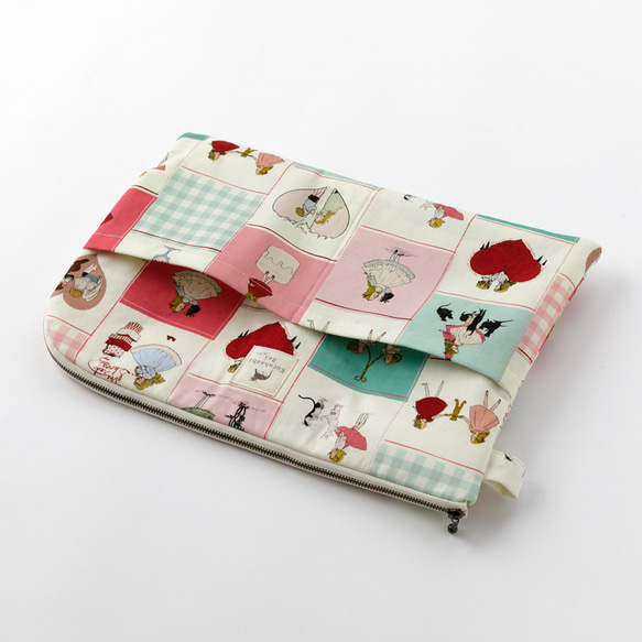 完成品　ラスト！KurahashiRei　L字ファスナーポーチ＜Love for you!＞　布バッグ　大人かわい 3枚目の画像