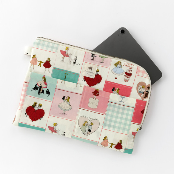 完成品　ラスト！KurahashiRei　L字ファスナーポーチ＜Love for you!＞　布バッグ　大人かわい 2枚目の画像