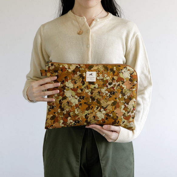 完成品　くらはしれい KurahashiRei　L字ファスナーポーチ　＜夢に溺れる＞　布バッグ　大人かわいいバッグ 1枚目の画像
