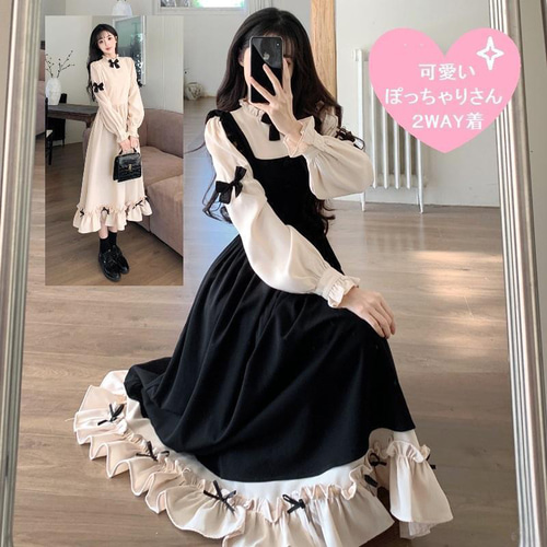 大きいサイズ ワンピース 2WAY レディース 秋冬 春 新品 長袖 
