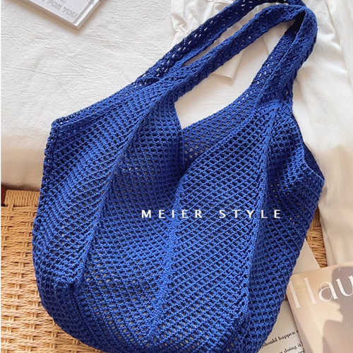 手作り】赤いニットバッグ だるい風トートバッグ 大容量ショルダー