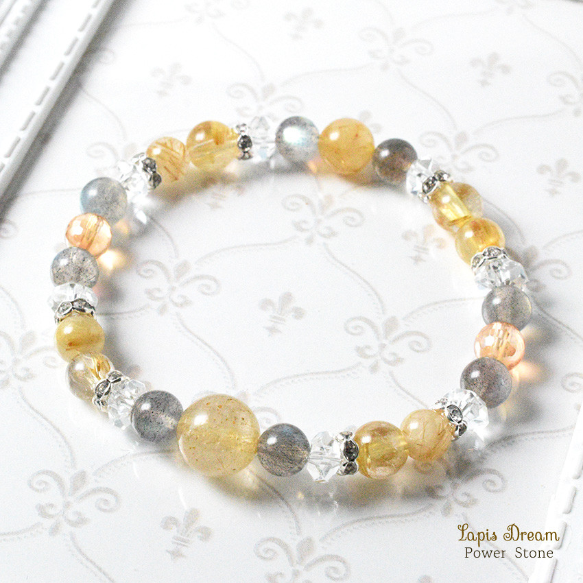 お金の運気を開花させるお守り ｜ ルチルクォーツとゴールデンオーラの天然石パワー.ストーン ブレスレット