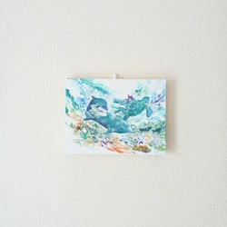 アート原画【Candy ocean】キャンバス木枠/ミニアート/海の生き物 2枚目の画像