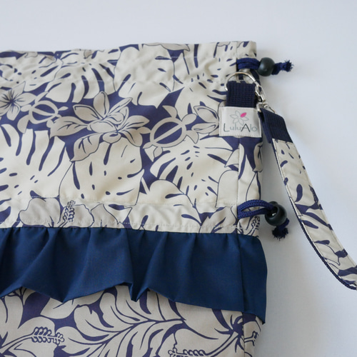 イプケース フリル ネイビー×アイボリー フラダンス 楽器ケース その他