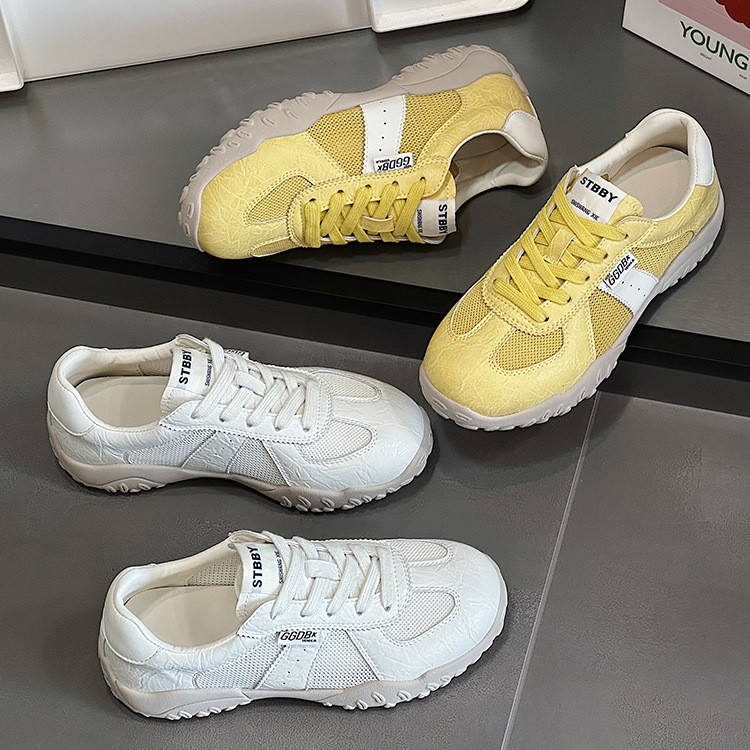 厚底真皮網面通気スニーカー・軽くて快適 W470