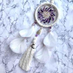 深い眠りと癒し】ホワイト 《アメジスト》 ドリームキャッチャー