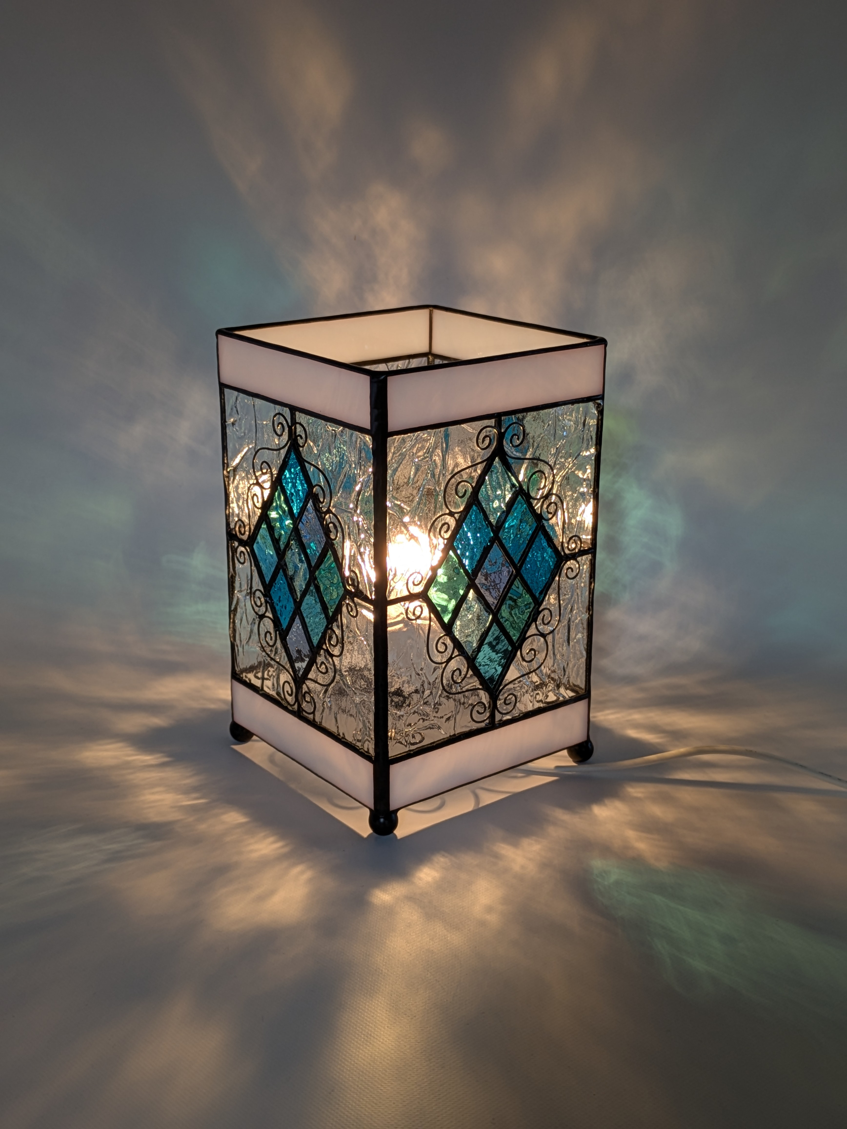 キャンドルも使える　テーブルランプ　【ブルー】