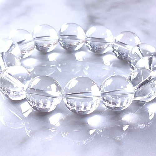 天然水晶　天然クォーツ　鑑別書付き ◇鑑別書付き 天然水晶 天然クォーツ◇14mm玉ブレスレット◇ | ANNA