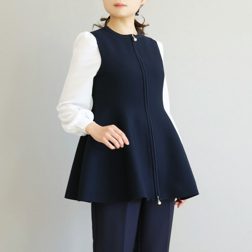 送料無料 通販 現行品/新品】ジョリーミニョンオープンファスナーペプラムジレ トップス