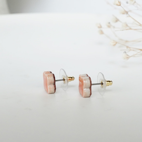 [日本/美濃燒] TP-258 美濃燒珍珠花耳環/耳環 [皮革背襯] 橘色 第3張的照片