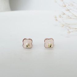 [日本/美濃燒] TP-258 美濃燒珍珠花耳環/耳環 [皮革背襯] 橘色 第4張的照片