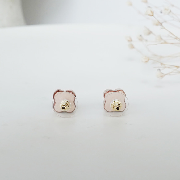 [日本/美濃燒] TP-258 美濃燒珍珠花耳環/耳環 [皮革背襯] 橘色 第4張的照片