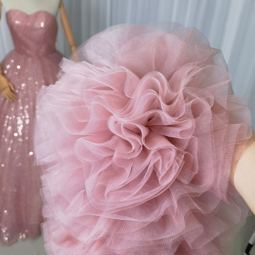 送料無料！フラワーオフショルダーのみ くすみピンク ふわふわ  