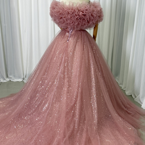 送料無料！フラワーオフショルダーのみ くすみピンク ふわふわ  