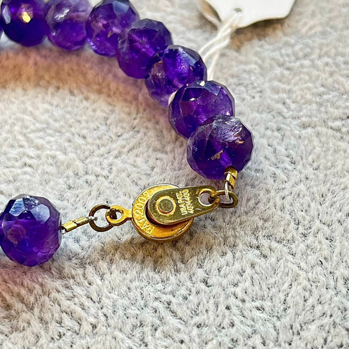 ネックレス 天然石 アメジスト 紫水晶 多面カットビーズ ハンドメイド