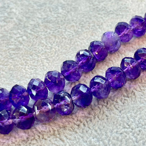 ネックレス 天然石 アメジスト 紫水晶 多面カットビーズ ハンドメイド