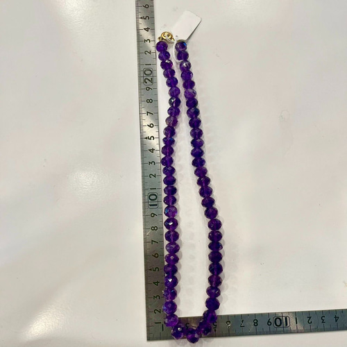 ネックレス 天然石 アメジスト 紫水晶 多面カットビーズ ハンドメイド