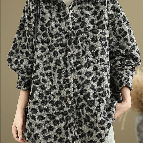 大きいサイズ コート レオパード ヒョウ柄 レディース 秋冬 春